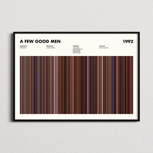 A Few Good Men Movie Barcode Poster framed and photographed straight on