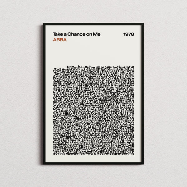 ABBA Take A Chance On Me Lyric Print