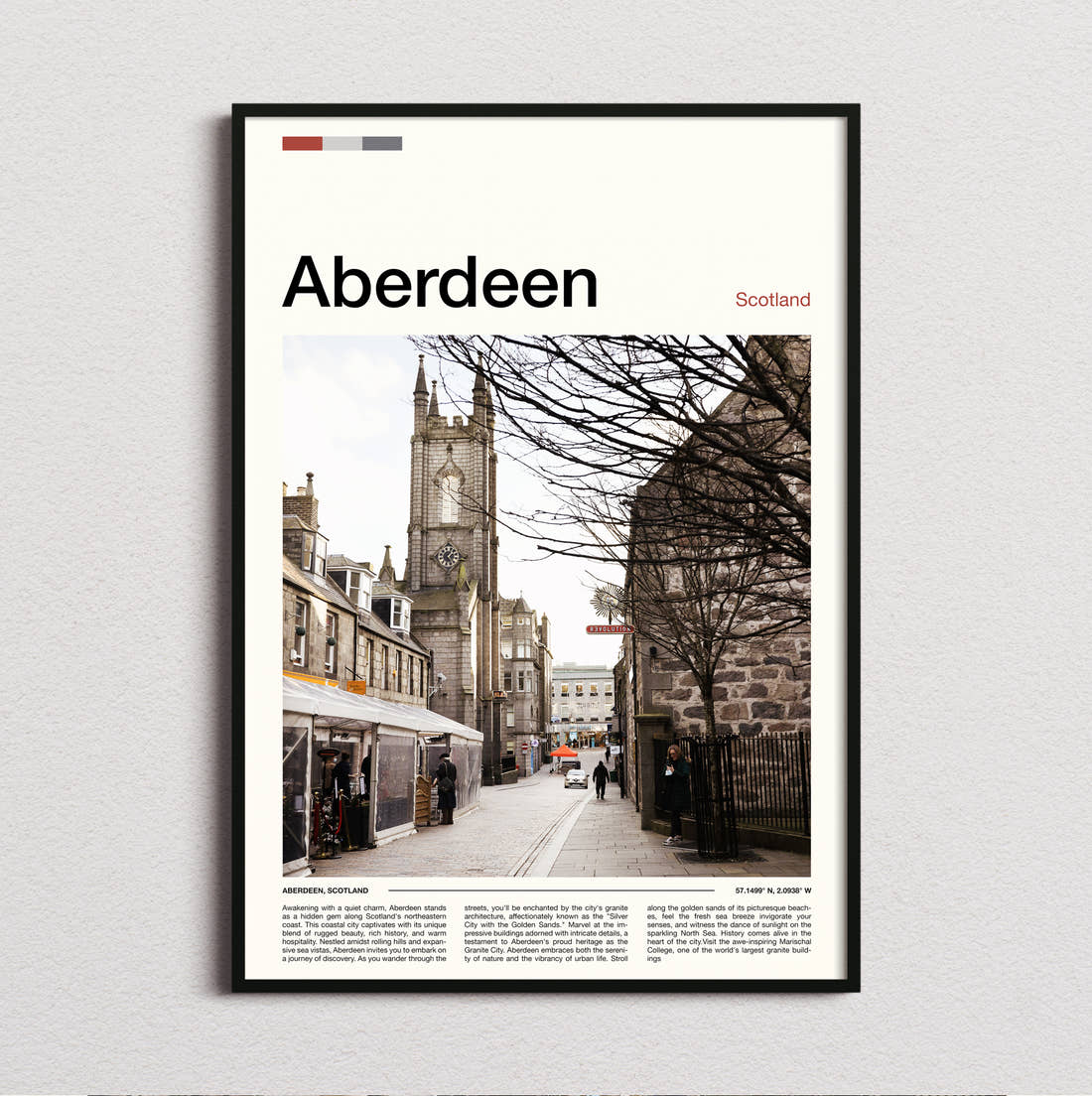 Aberdeen Belmont Street Travel Print framed and photographed straight on