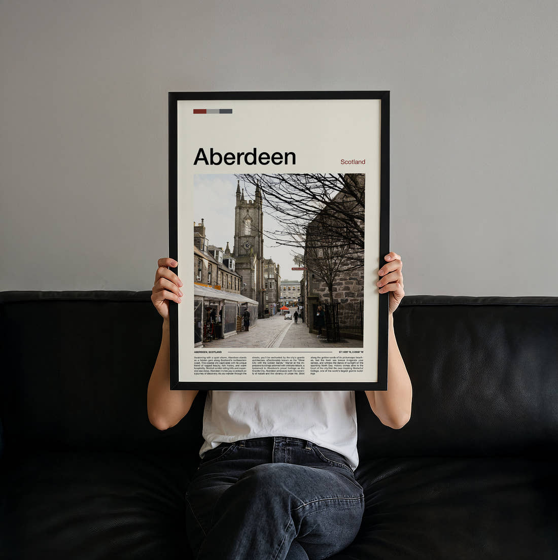 Aberdeen Belmont Street Travel Print held up by hand to show the size of the print