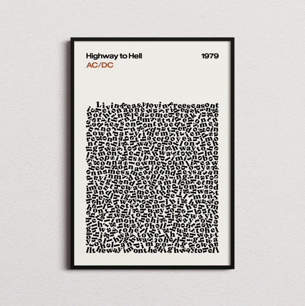 AC/DC Highway to Hell Lyric Print