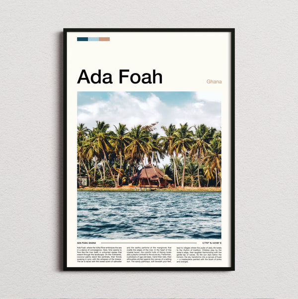 Ada Foah - Thatched Huts And Palms - Travel Print