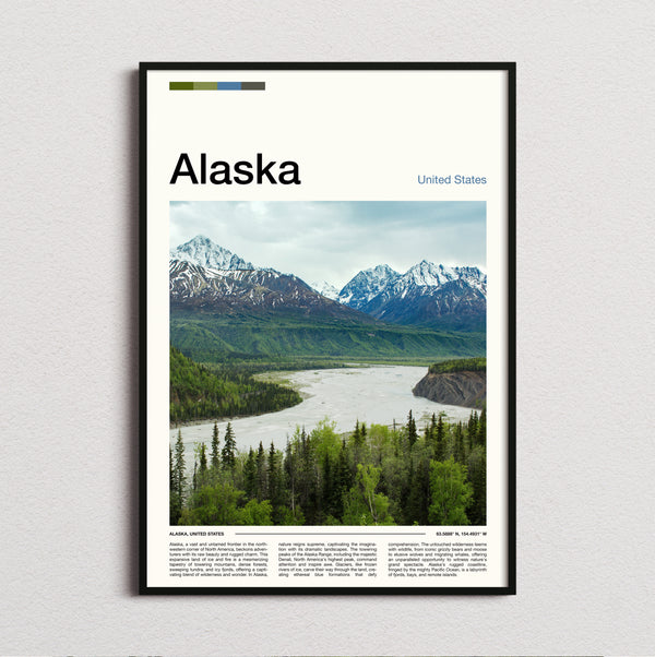 Alaska - River Valley And Mountains - Travel Print