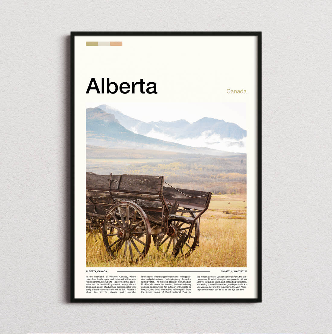 Alberta Old Wooden Wagon Travel Print framed and photographed straight on