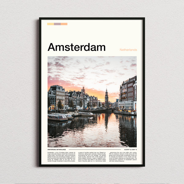 Amsterdam - Canal At Sunset - Travel Print