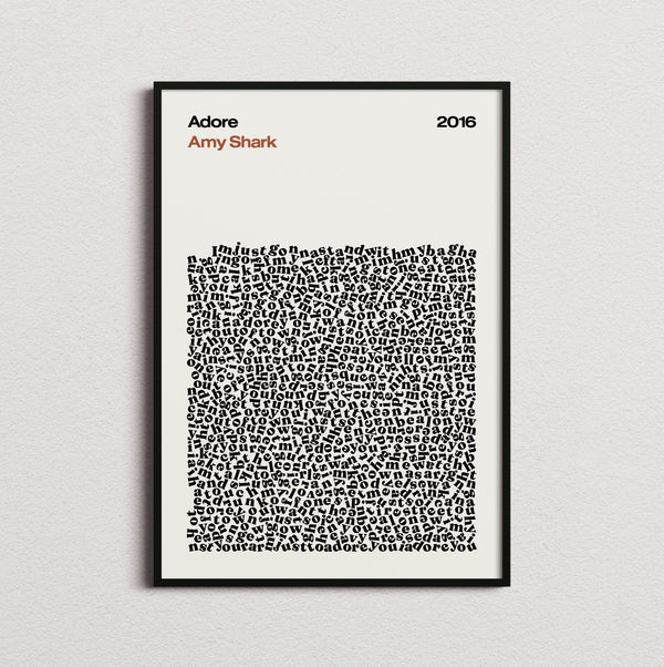 Amy Shark Adore Lyric Print in the cream colourway, framed