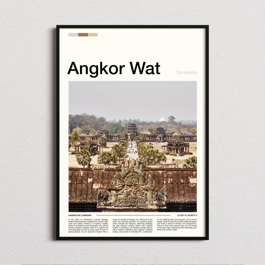 Angkor Wat Temple Causeway Travel Print framed and photographed straight on