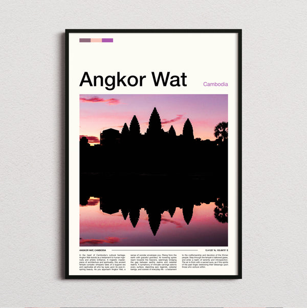 Angkor Wat - Temple Silhouette At Sunset - Travel Print