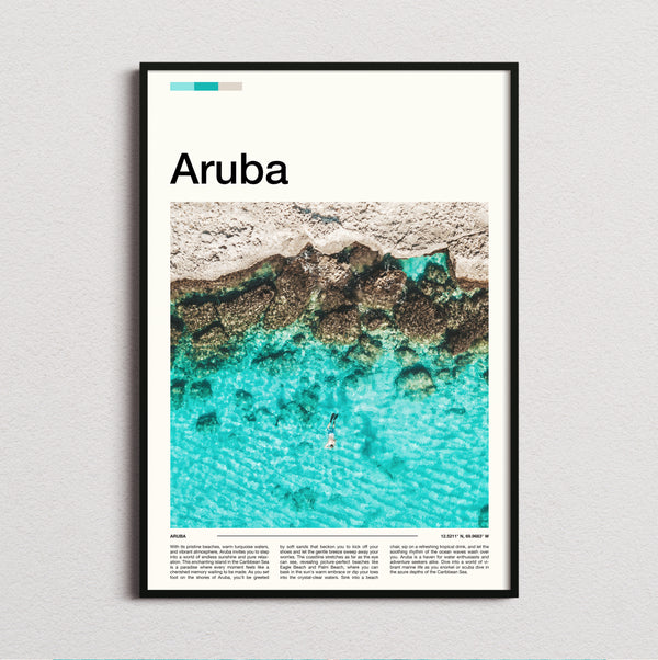 Aruba - Turquoise Shoreline - Travel Print