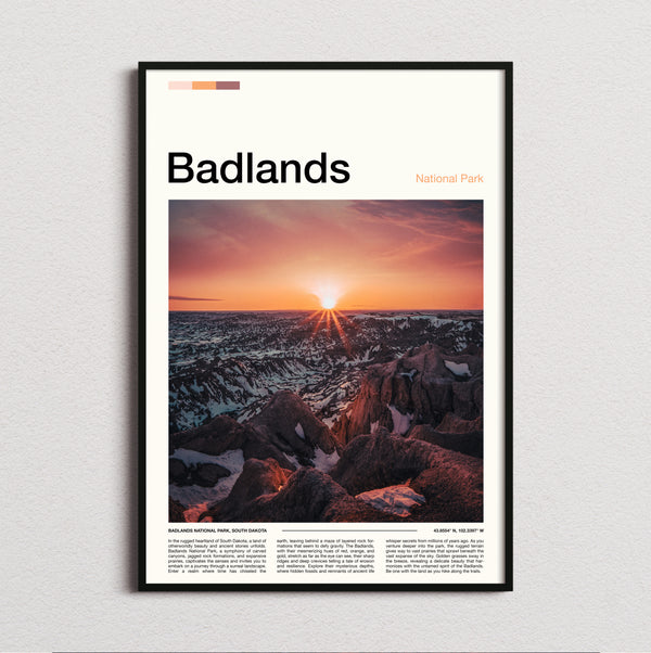 Badlands - Sunburst Over The Ridges - Travel Print
