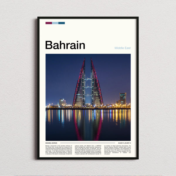 Bahrain - Twin Towers At Night - Travel Print