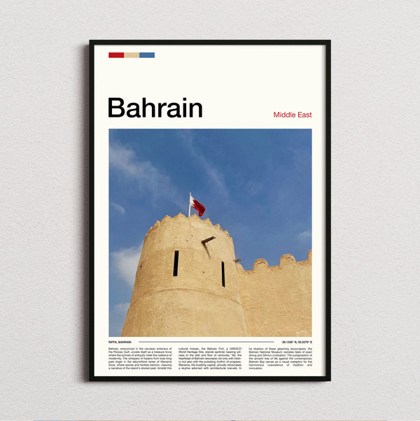 Bahrain - Fort Wall And Flag - Travel Print