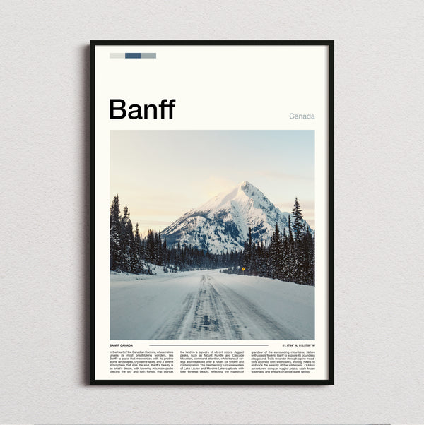Banff - Snowy Road To Mountain - Travel Print