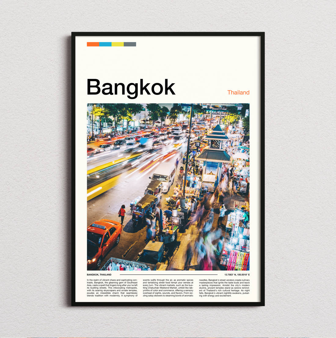 Bangkok Busy Street Traffic Travel Print framed and photographed straight on