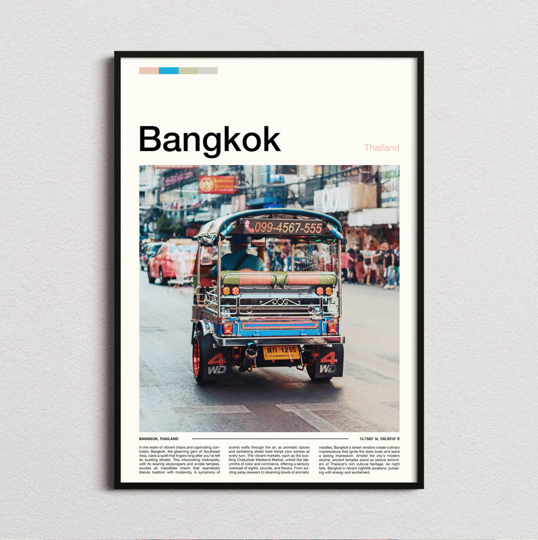 Bangkok Tuk-Tuk Travel Print framed and photographed straight on