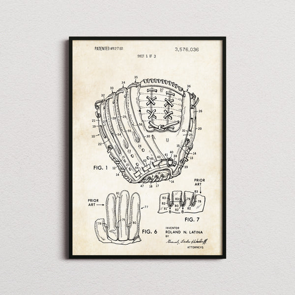 Baseball Glove Patent Print