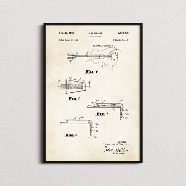 Bass Guitar Patent Print