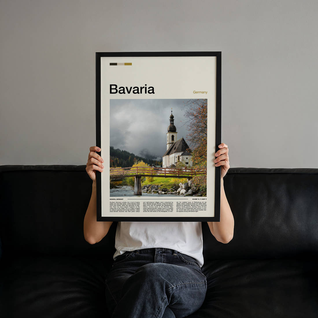 Bavaria Onion-Domed Church Travel Print held up by hand to show the size of the print