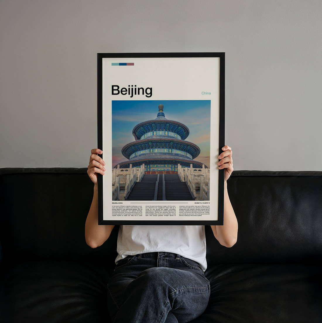 Beijing Temple Of Heaven Travel Print held up by hand to show the size of the print