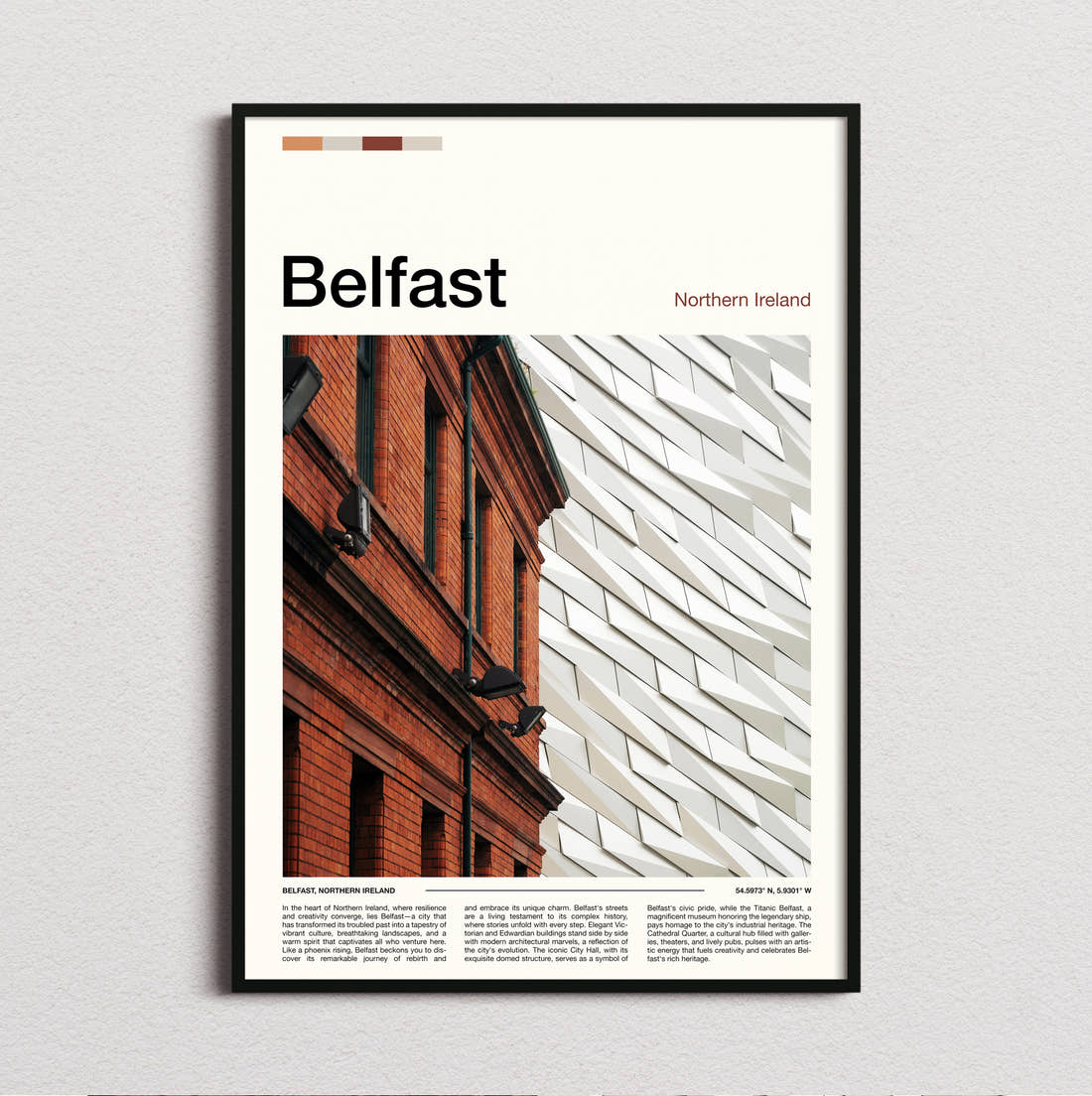 Belfast Titanic Museum Travel Print framed and photographed straight on
