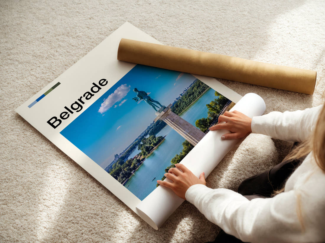 Belgrade Victor Monument Travel Print being unrolled from its postal tube