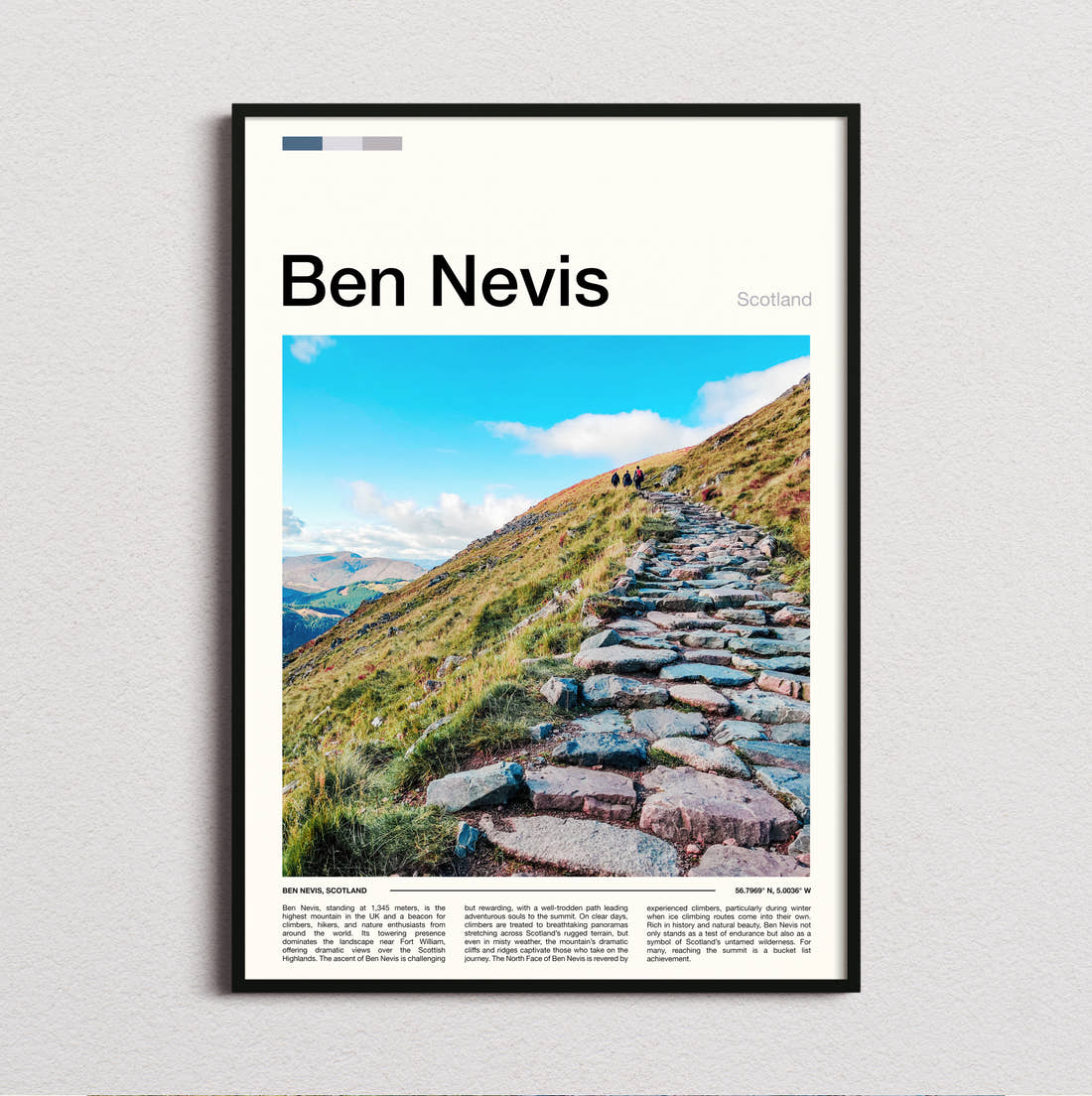 Ben Nevis Stone Mountain Path Travel Print framed and photographed straight on