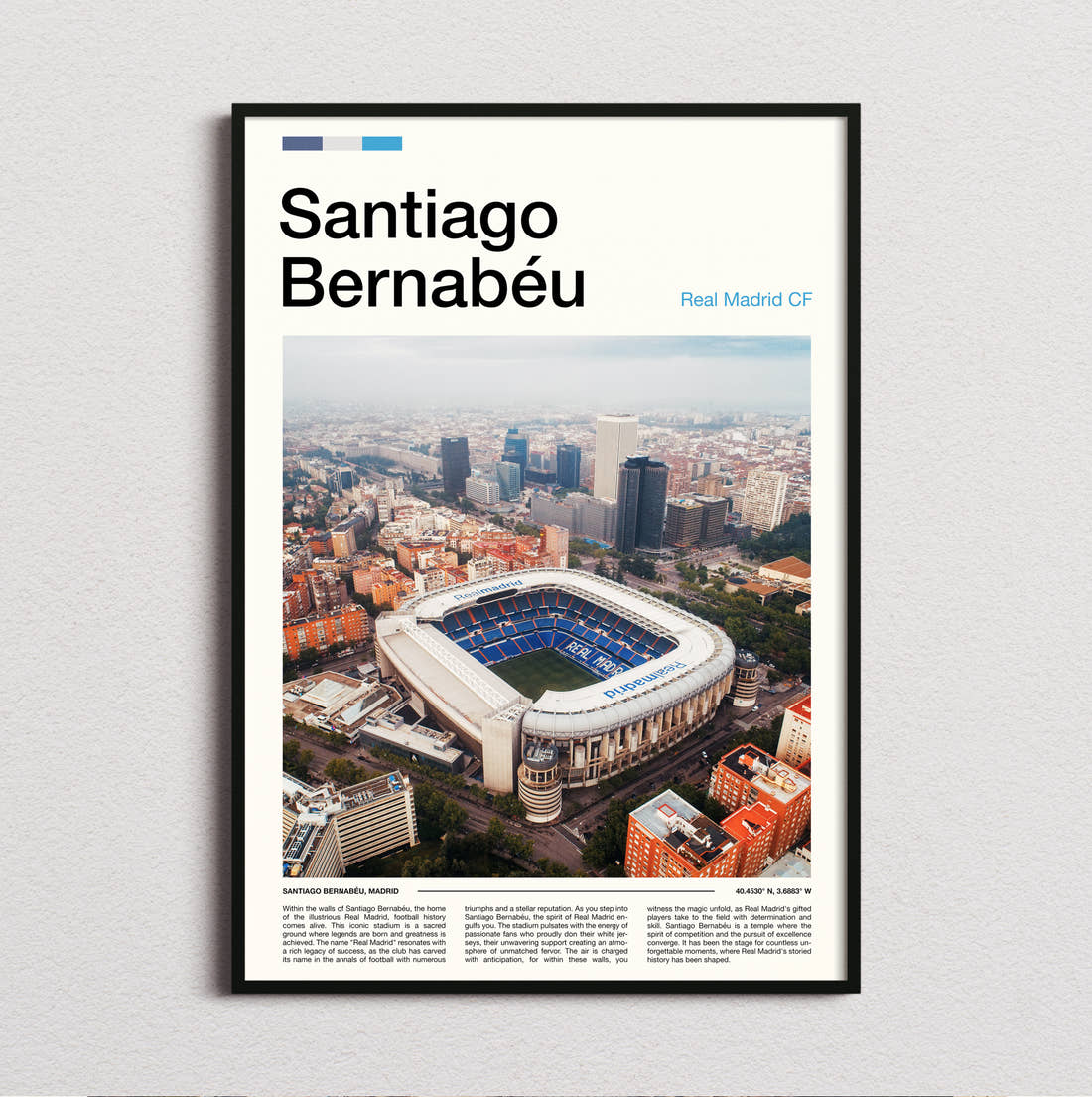 Bernabeu Stadium Print framed and photographed straight on