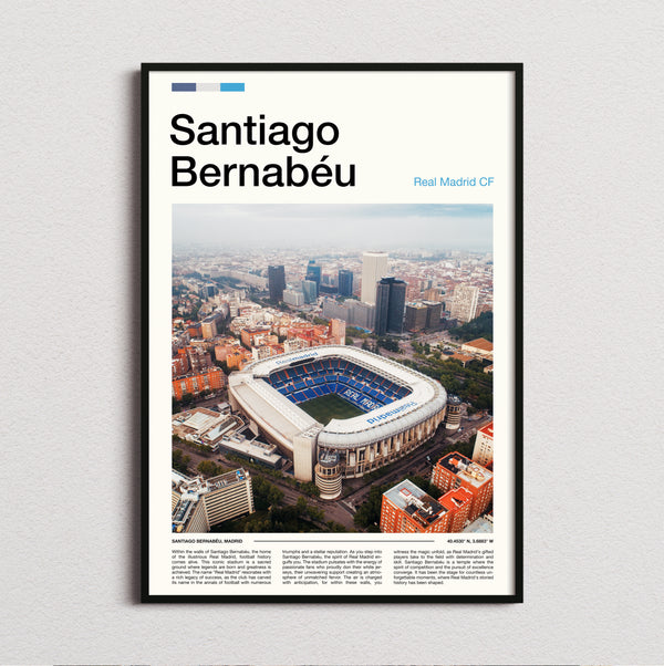 Bernabeu Stadium Print framed and photographed straight on