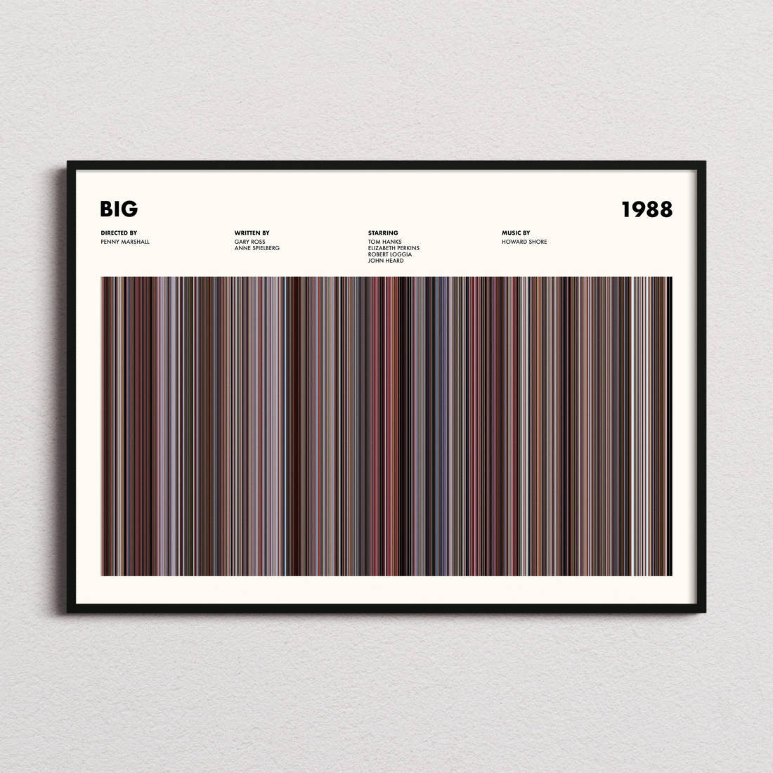 Big Movie Barcode Poster framed and photographed straight on