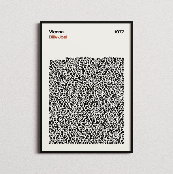 Billy Joel Vienna Lyric Print in the cream colourway, framed