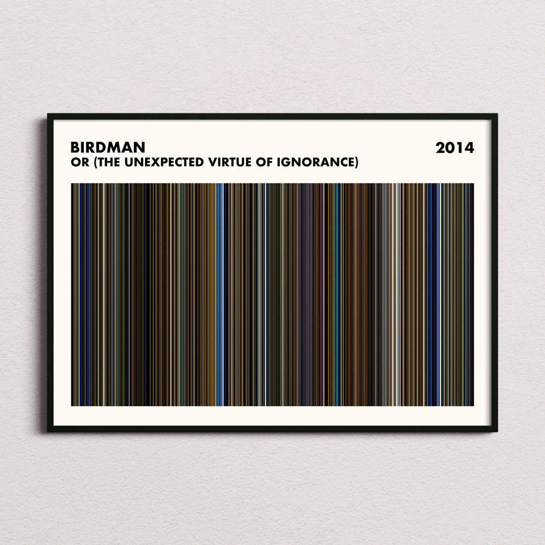 Birdman or (The Unexpected Virtue of Ignorance) Movie Barcode Poster - Simplified