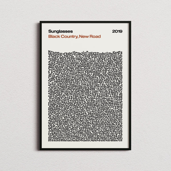Black Country, New Road Sunglasses Lyric Print in the cream colourway, framed