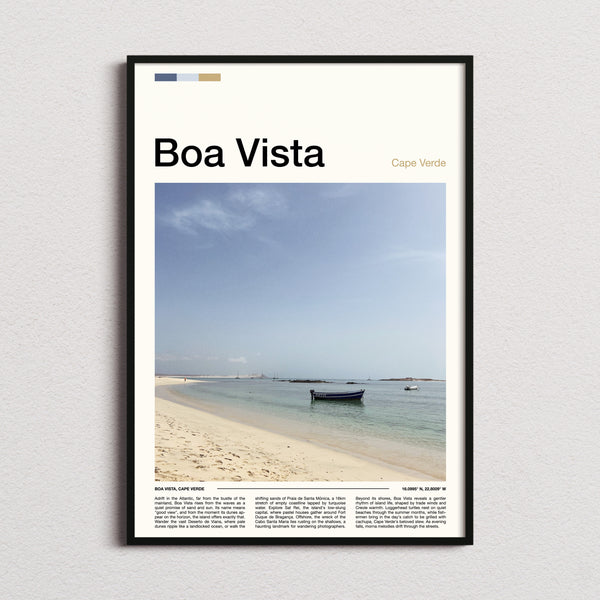 Boa Vista Turquoise Bay Shoreline Travel Print framed and photographed straight on