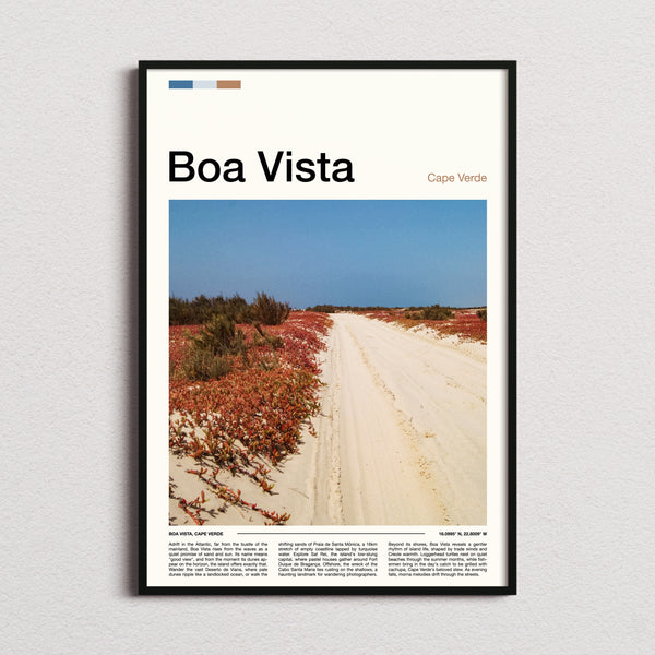 Boa Vista Sandy Desert Track Travel Print framed and photographed straight on