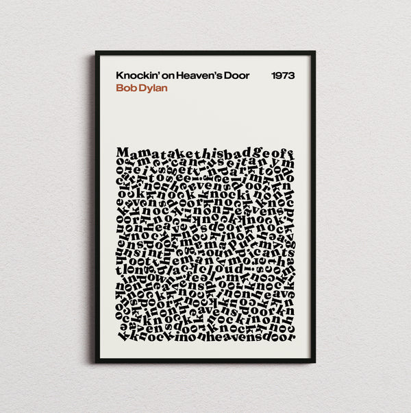 Bob Dylan Knockin' on Heavens' Door Lyric Print