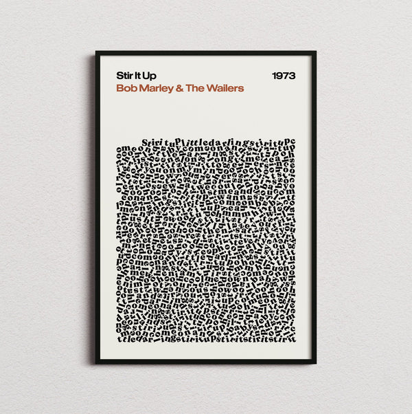 Bob Marley and the Wailers Stir It Up Lyric Print in the cream colourway, framed
