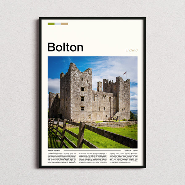 Bolton Stone Castle Facade Travel Print framed and photographed straight on
