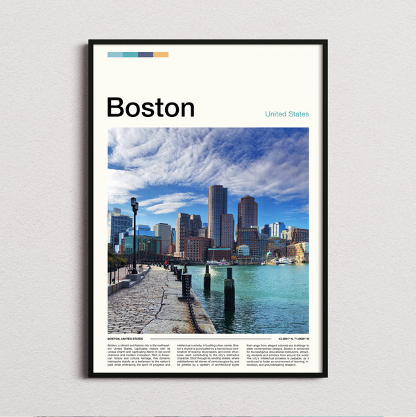 Boston - Waterfront Skyline - Travel Print