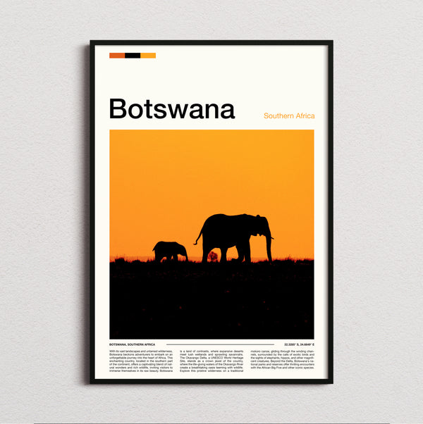 Botswana - Elephants At Sunset - Travel Print