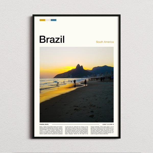 Brazil - Ipanema Beach At Sunset - Travel Print