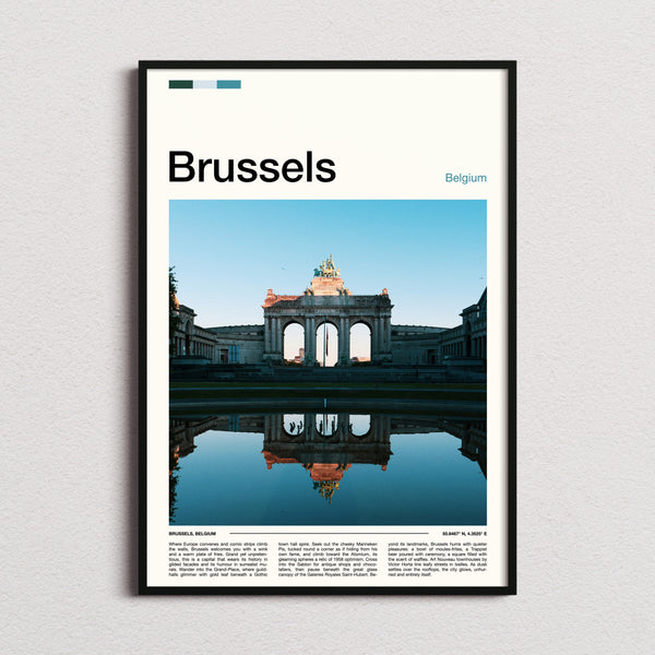 Brussels Triumphal Arch Reflection Travel Print framed and photographed straight on
