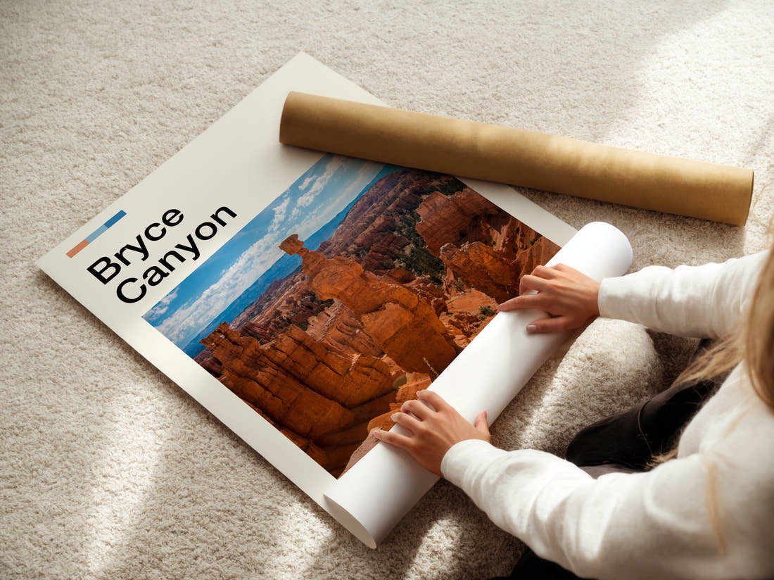 Bryce Canyon Thor's Hammer Travel Print being unrolled from its postal tube