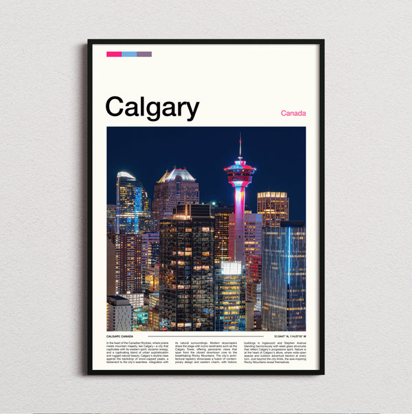 Calgary - Night Skyline - Travel Print