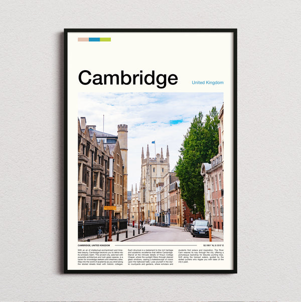 Cambridge - Historic Street - Travel Print