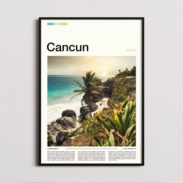 Cancun - Palm Trees On Rocky Coast - Travel Print