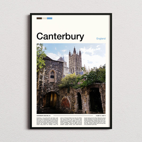 Canterbury Gothic Tower And Ruins Travel Print framed and photographed straight on