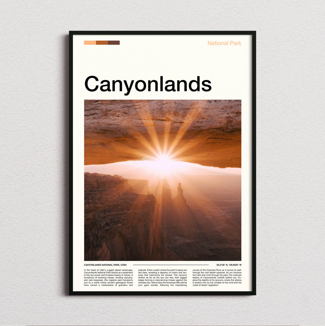 Canyonlands Sunrise Through The Arch Travel Print framed and photographed straight on