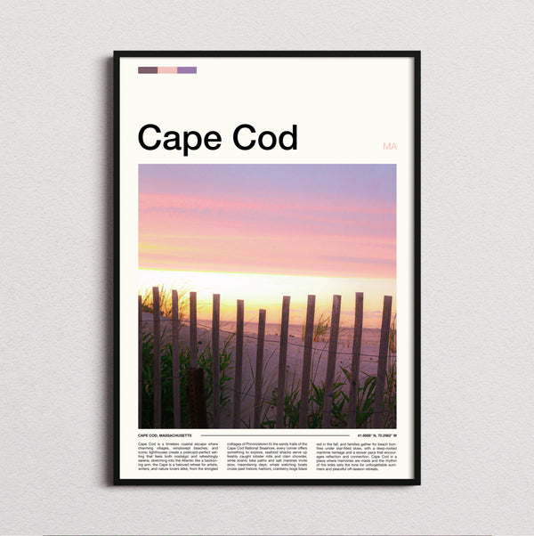 Cape Cod - Beach Fence At Sunset - Travel Print
