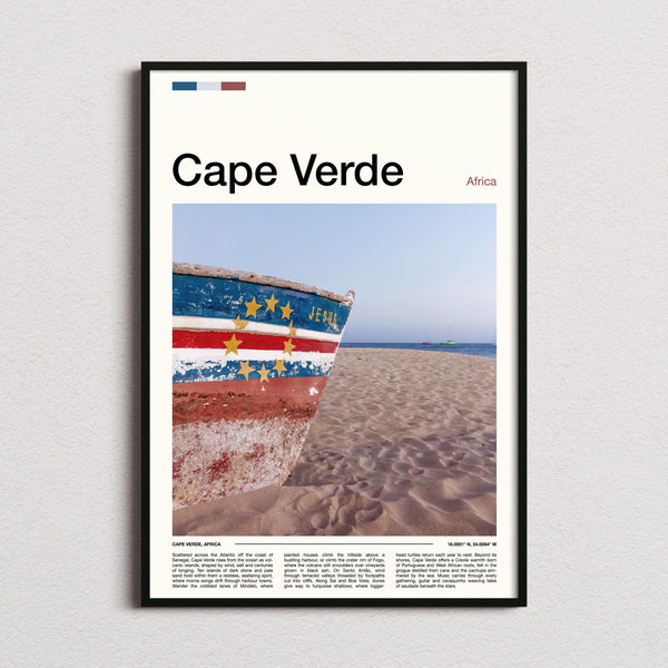 Cape Verde Weathered Fishing Boat Travel Print framed and photographed straight on
