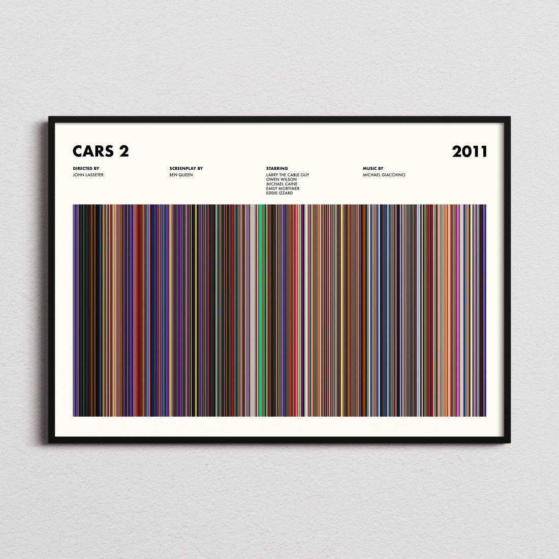 Cars 2 Movie Barcode Poster